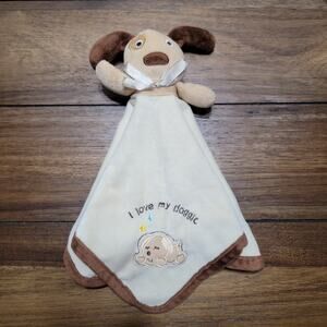 Baby Gear Infant Beige Puppy Security Blanket Lovey "I Love My Doggie"